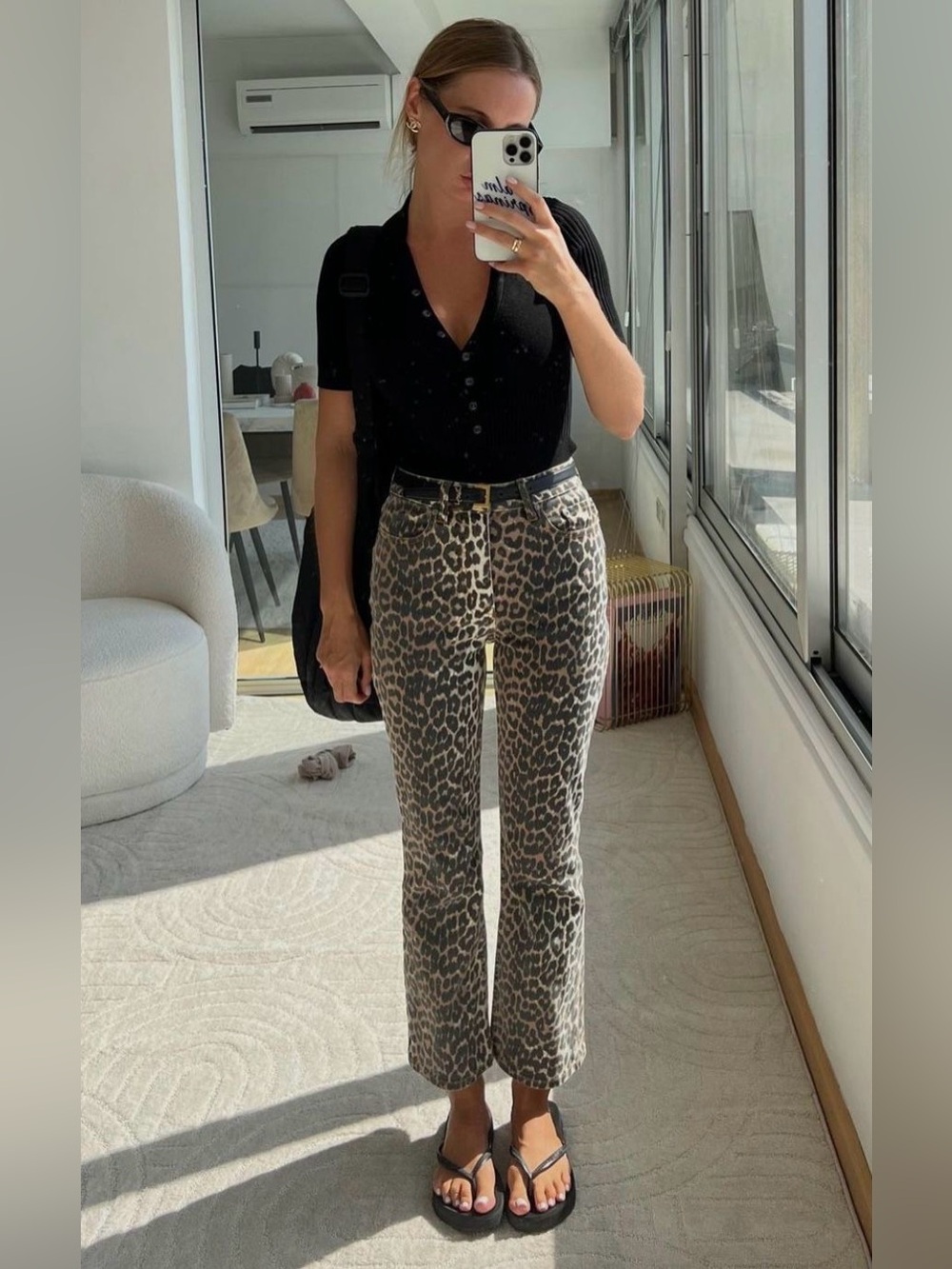 Ganni Leopard Betzy Cropped Jeans